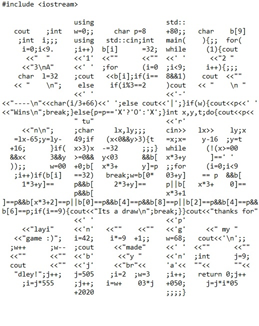 Код крестиков-ноликов в форме крестиков-ноликов