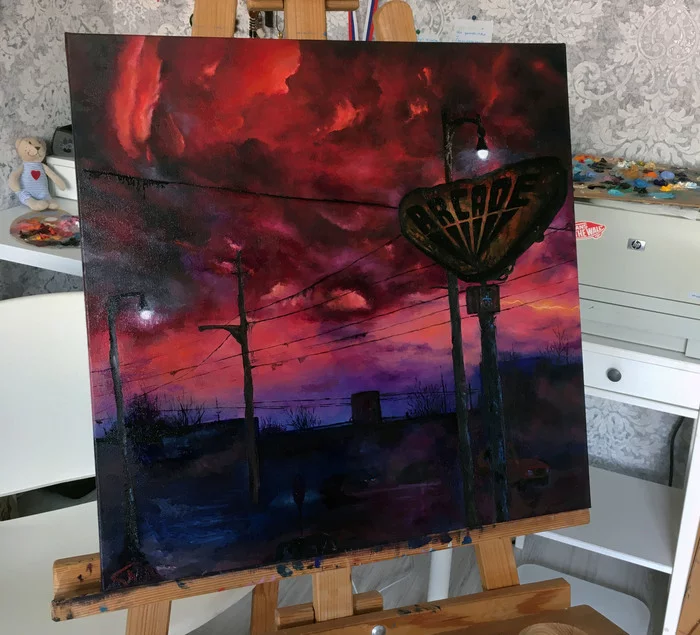 The Upside Down (Stranger Things) - My, Art, Painting, Creation, Artist, Oil painting, TV series Stranger Things