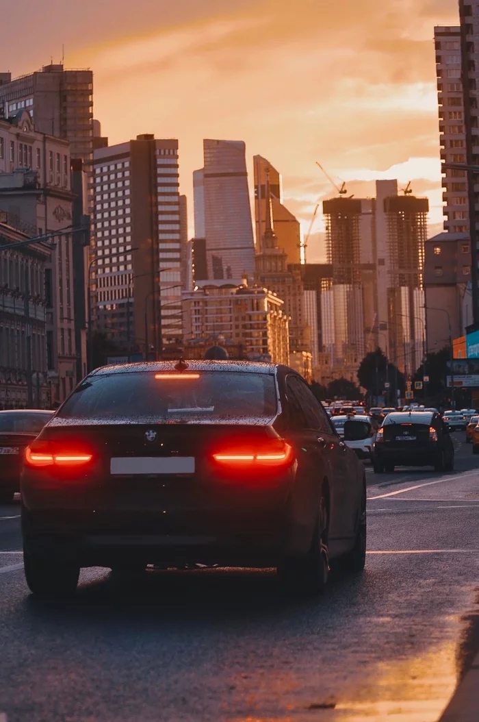 Moscow, Arbat - My, Moscow, Moscow City, Arbat, Sunset, Bmw, The photo