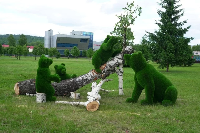 Clubfoot beauty in Kuzbass) - The Bears, Sculpture, The park, Mezhdurechensk, Kemerovo region - Kuzbass