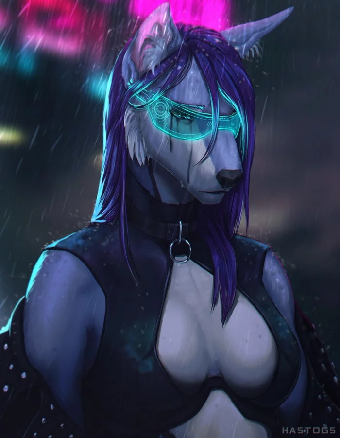 Rain - NSFW, Furry, Anthro, Art, Furry edge, Dimi_kendal_101, Cyberpunk