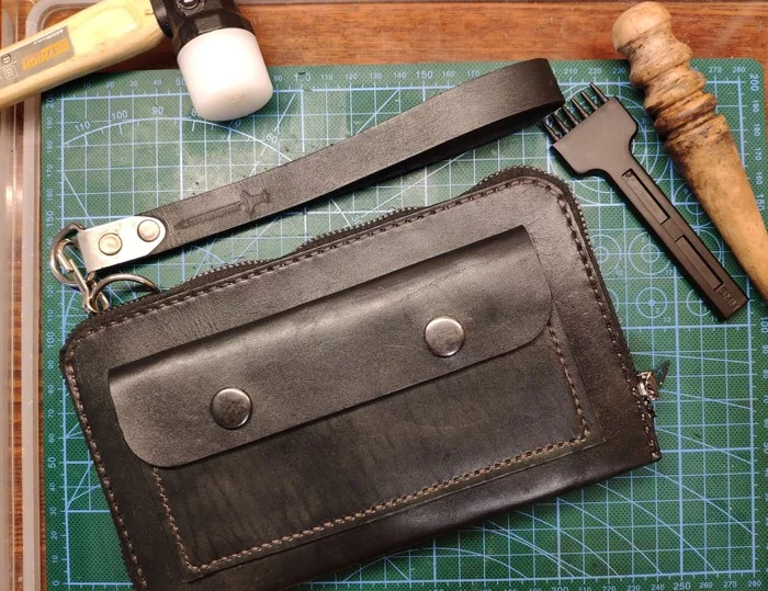 Men's clutch or purse or whatever it is convenient to call it. With your own hands - My, Handmade, Leather products, Needlework without process, Longpost