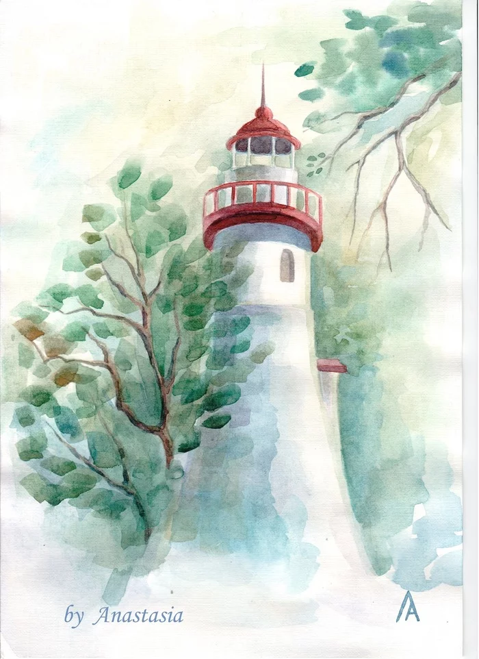 Lighthouse. - My, Lighthouse, Watercolor, Artist, Spring, Light, A life