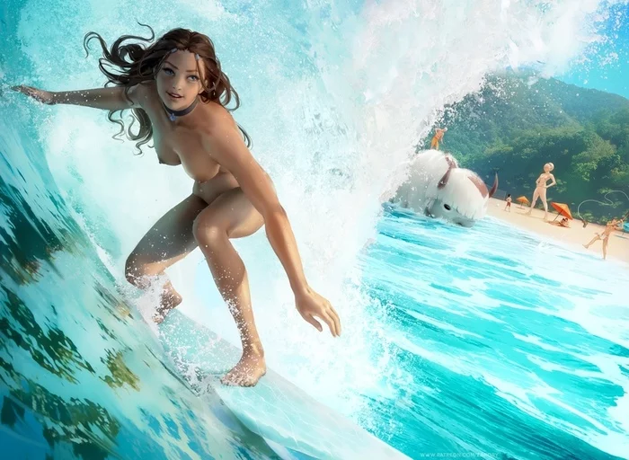 surfing - NSFW, Art, Erotic, Avatar: The Legend of Aang, Qatar, Surfing, Zarory