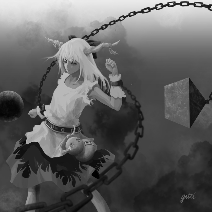 Ibuki Suika Touhou, Ibuki Suika, Anime Art, 