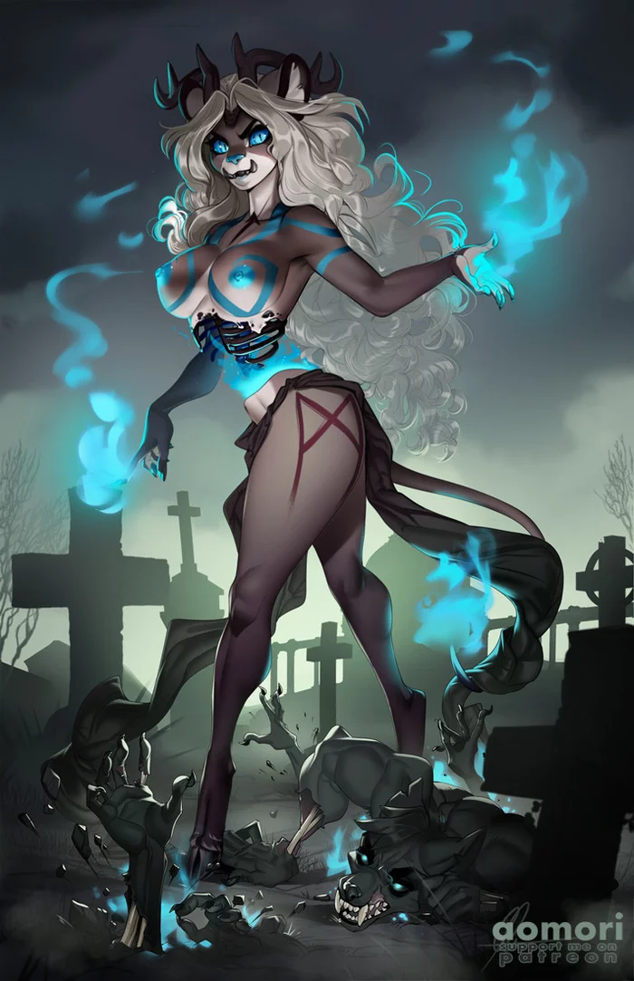 Arise! - NSFW, Magic, Furry, Art, Cemetery, Aomori, Furotica, Necromancer, Zombie