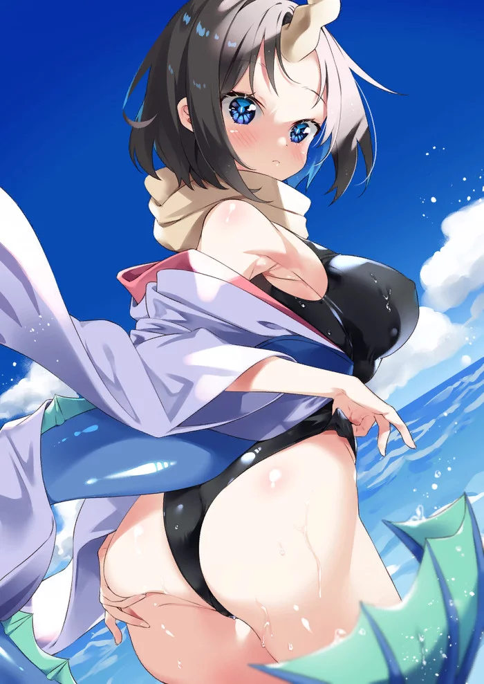 Elma-best girl - NSFW, Elma, Kobayashi-san chi no maidragon, Anime art, Anime, Swimsuit, The Dragon