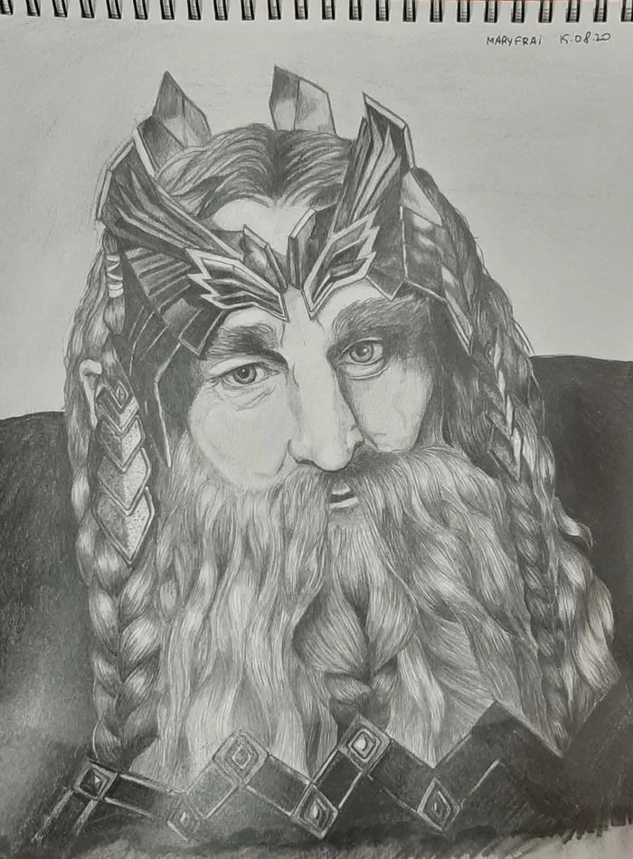 Thror.King under the Mountain - My, The Hobbit: The Battle of the Five Armies, Tolkien, Pencil drawing, Self-taught artist, Longpost