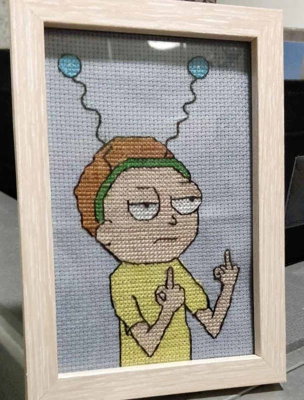 Peace among worlds! - My, Morty Smith, Cross-stitch, Rick and Morty