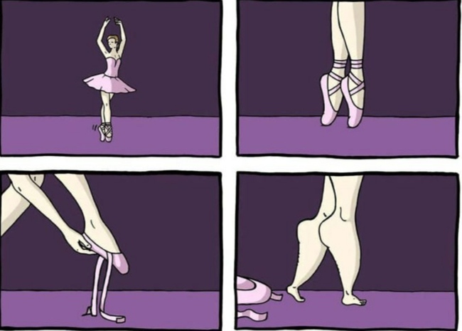 Ballerina - Legs, Ballet, Humor, Unexpected turn, Comics, Czech