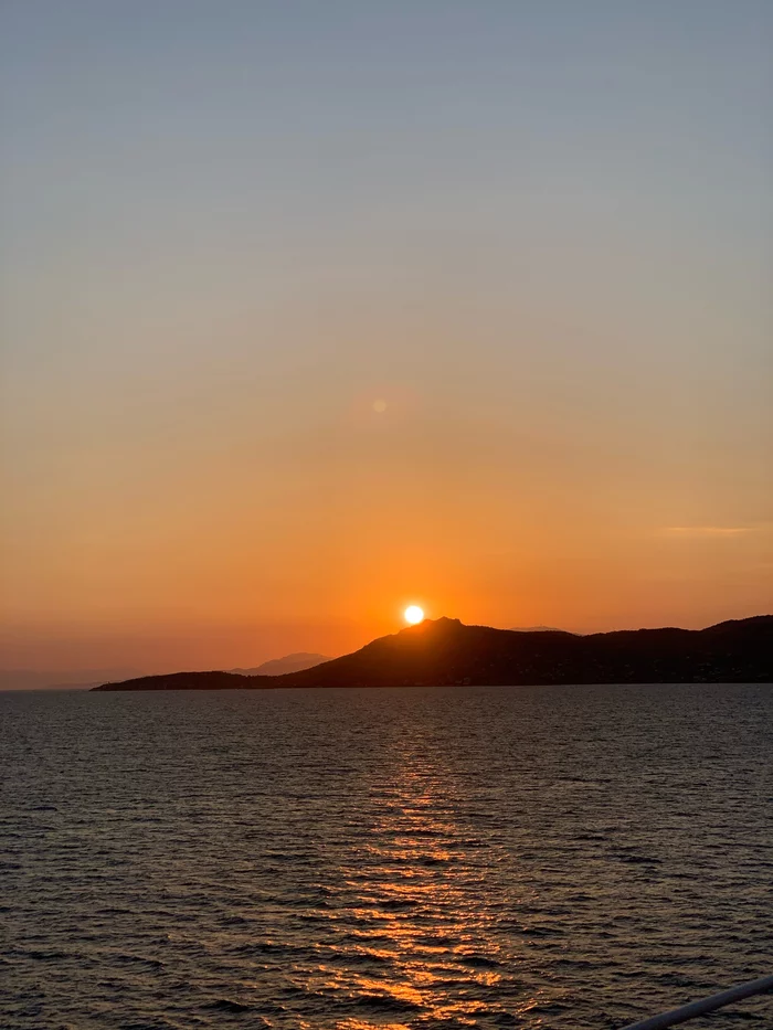 Marine theme - Sunset, Sea, The mountains, Greece