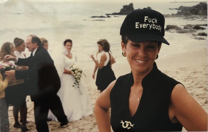 Found a photo of my grandma wearing a cool baseball cap from my aunt's wedding. Oh yeah, my grandma was super cool. - The photo, USA, Wedding, Baseball cap, Grandmother, Inscription, Holidays, Reddit