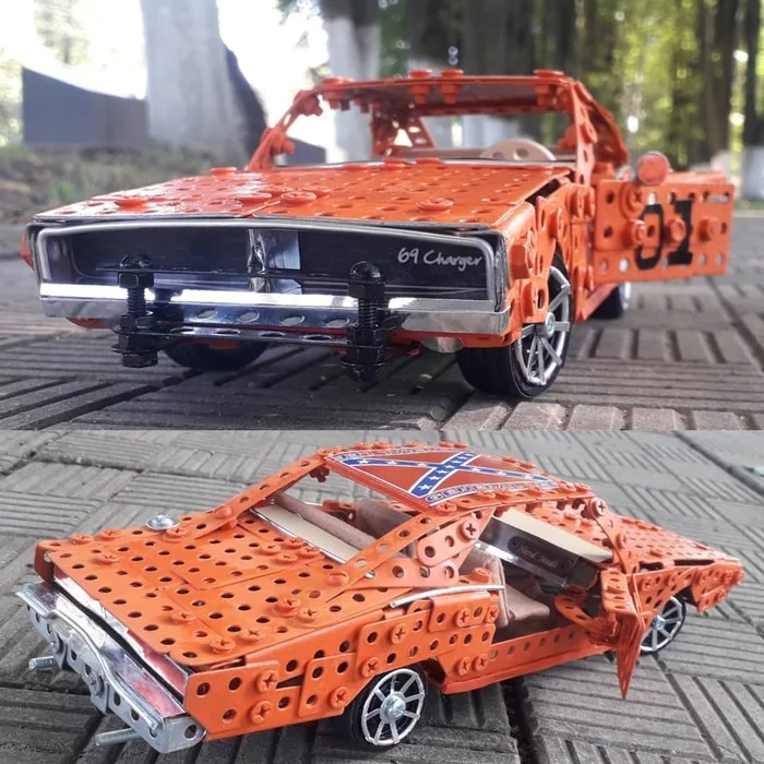 1969 Dodge Charger made from metal construction kit - My, Dodge, Dodge charger, Muscle car, Modeling, Constructor, Retro car
