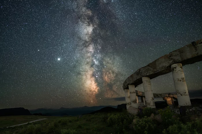 Local Stonehenge - Milky Way, The mountains, Kabardino-Balkaria, Stars, Sky, Astrophoto