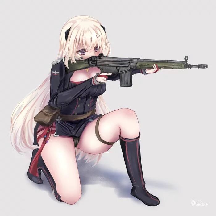 Girl with a gun - NSFW, Anime, Anime art, Girls frontline, Pixiv, Pantsu