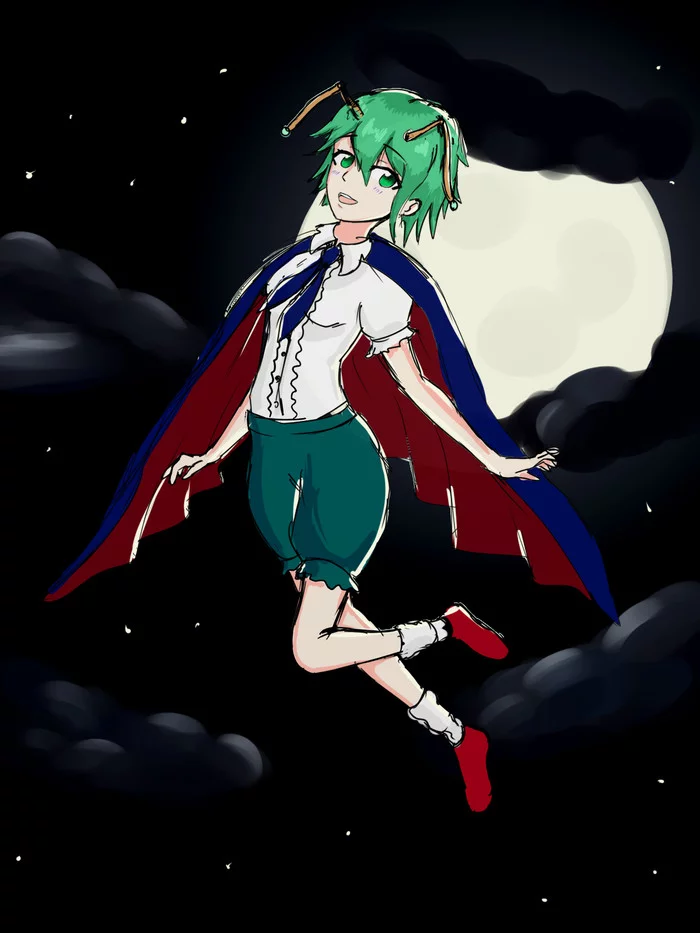 Sketch Riggle Nightbug - My, Art, SAI, Touhou, Anime, Wriggle nightbug