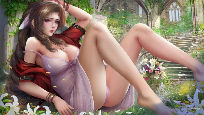 Аэрис - NSFW, Aerith Gainsborough, Final Fantasy, Арт, Игры, Final Fantasy VII, Windwalker