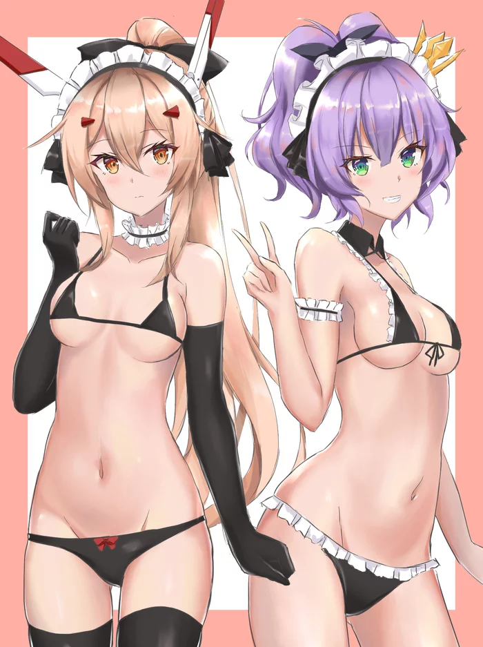 Ayanami & Javelin - NSFW, Anime, Anime art, Azur lane, Ayanami, Javelin, Swimsuit, Breast