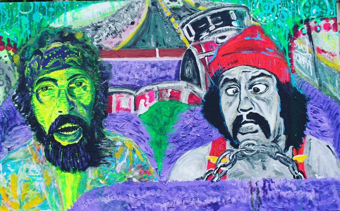 Cheech and Chong. Stoned. Acrylic - My, Cheech Marin, Post #9924011, Painting, Hippie, Hippimobile