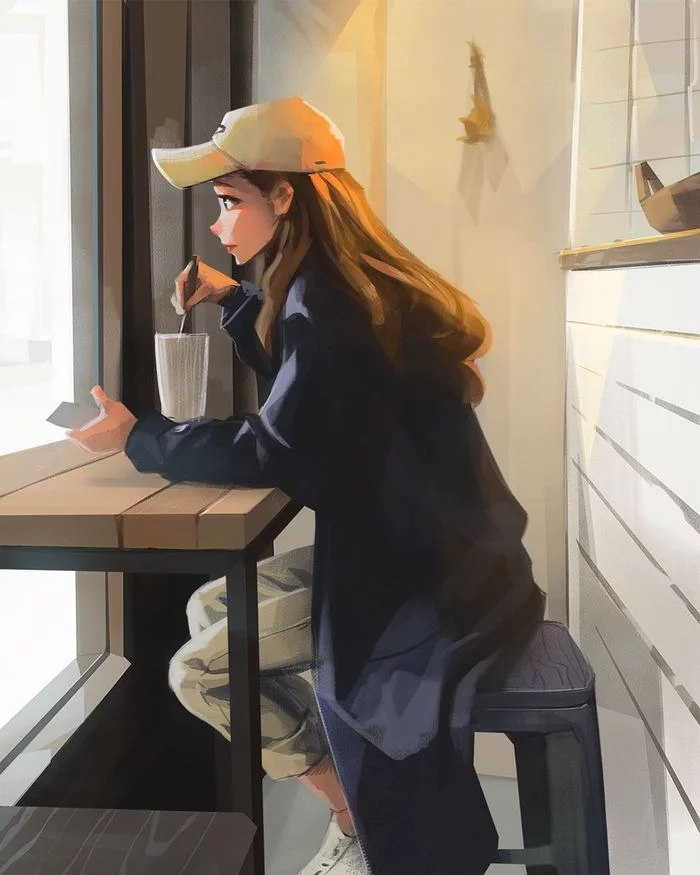 Stranger - Drawing, Cafe, Girls, Stranger, Sam yang, Art