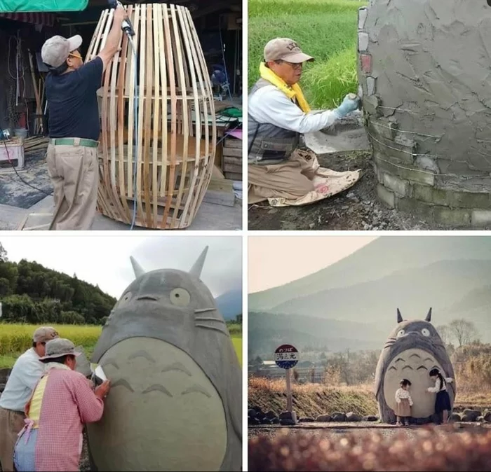 Grandparents built a life-size Totoro for their granddaughters! - Totoro, Japan, Japanese, Puppets, Building, Grandmothers and grandfathers, Grandmother, Grandfather, Grandchildren, Children, Milota