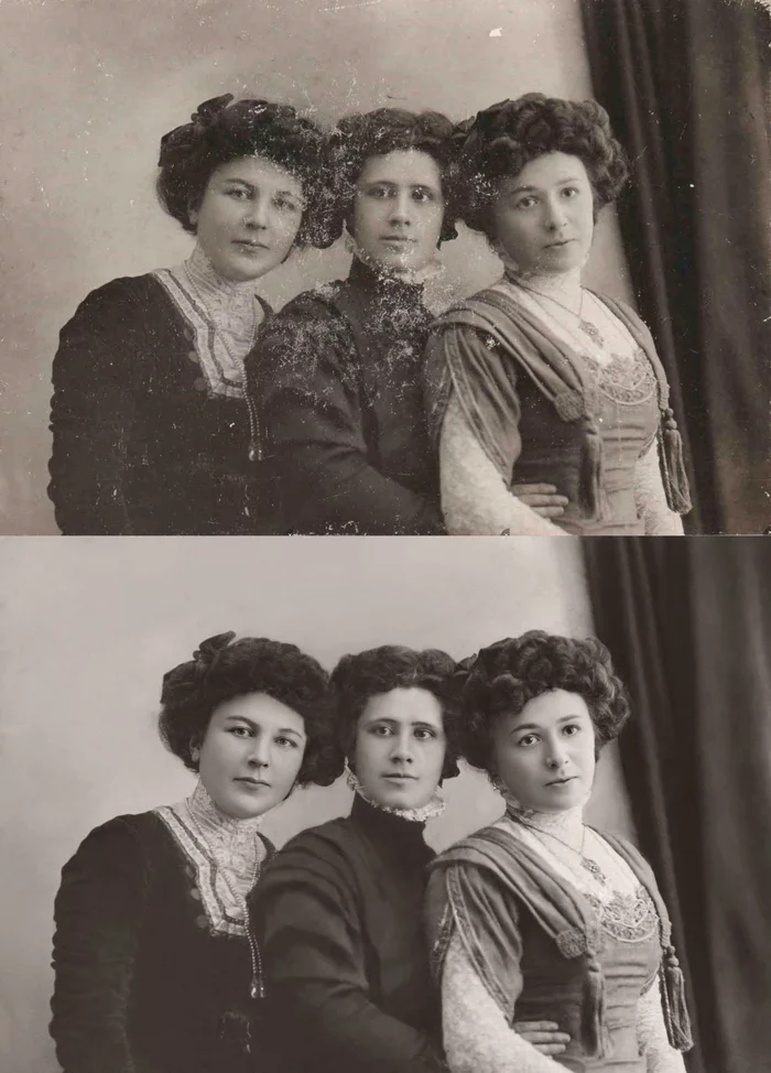 Restoration of an old photo - My, Photo restoration, Photoshop, Black and white photo