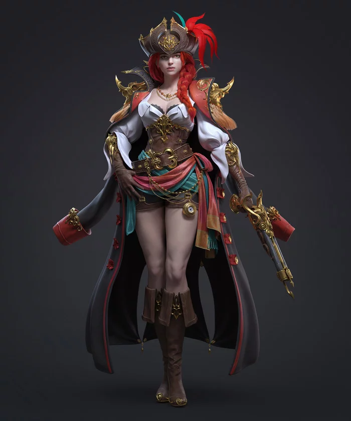 3d pirate - Art, Girls, Pirates, 3D, Ycf, Artstation