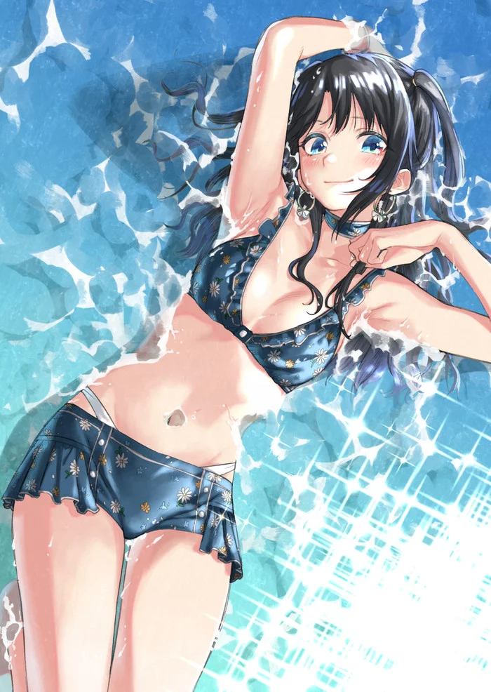 Mitsumine - The idolmaster, Idolmaster shiny colors, Yuika Mitsumine, Anime, Anime art, Swimsuit, Bikini