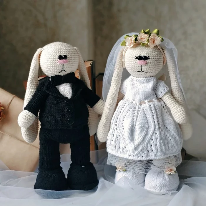 Tilda newlyweds - My, Hare-Tilda, Tilde, Knitted toys, Bride and groom, Wedding, Needlework without process