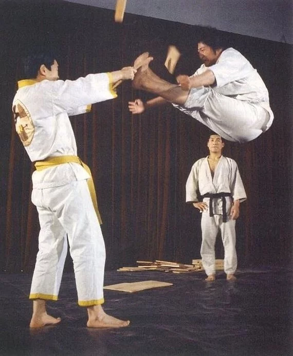 Rare photo: Sammo Hun jumps and breaks boards - Sammo Hung, Smashed, The photo