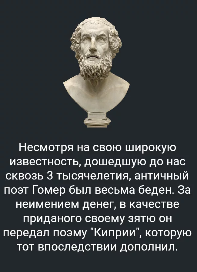 Гомерический факт - Факты, Познавательно, Картинка с текстом, Поэт Гомер, Бедность