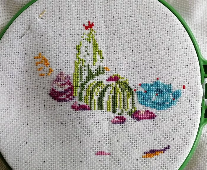 Embroidery Florarium - My, Embroidery, Cross-stitch, Backstitch, Cactus, Friday, Friday tag is mine, Longpost, Needlework with process