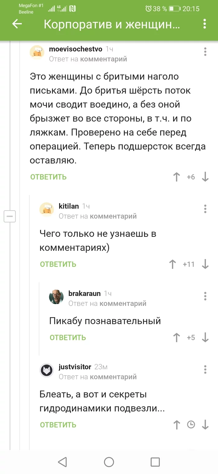 Ответ на пост «Корпоратив и женщины ...» - Мужчины, Корпоратив, Грязь, Скриншот, Комментарии на Пикабу, Ответ на пост, Длиннопост, Мат