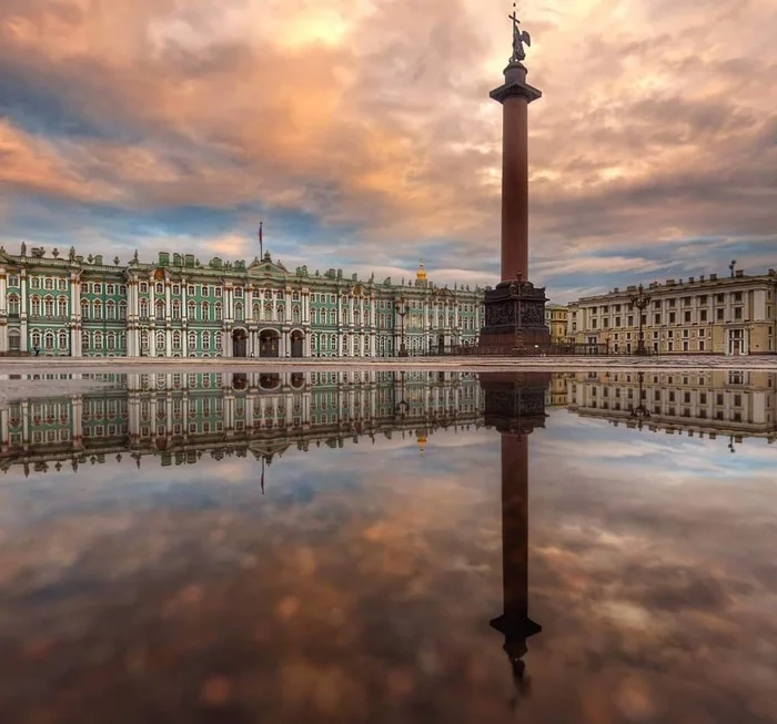 Palace Square - Hermitage, Palace Square, Reflection, Saint Petersburg, Alexander Column, The photo