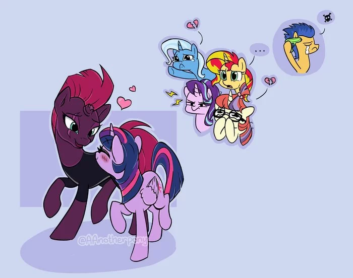 Pop and Eeskorka - My little pony, PonyArt, Twilight sparkle, Tempest shadow, Trixie, Sunset shimmer, Starlight Glimmer, Moondancer, , Flash Sentry, MLP Lesbian, Shipping