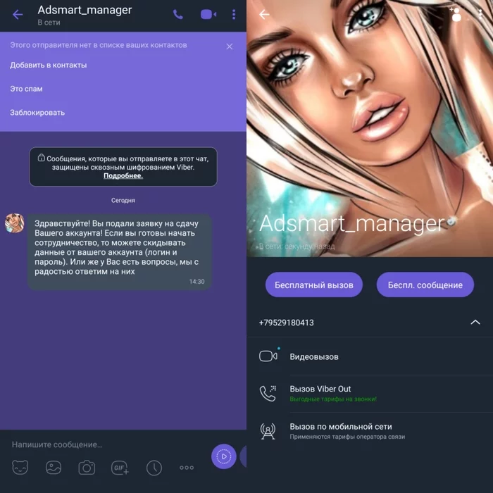 Scam (Adsmart_manager Viber) - My, Negative, Divorce for money, Viber, Phone number, Fraud, Deception
