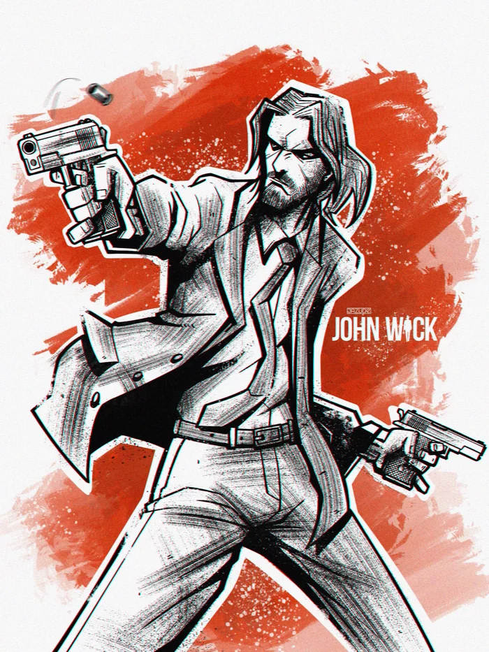 John Wick, the Son of Belarus by JazuDe - My, Republic of Belarus, John Wick, Art, Fan art, Movies, Keanu Reeves, Comics