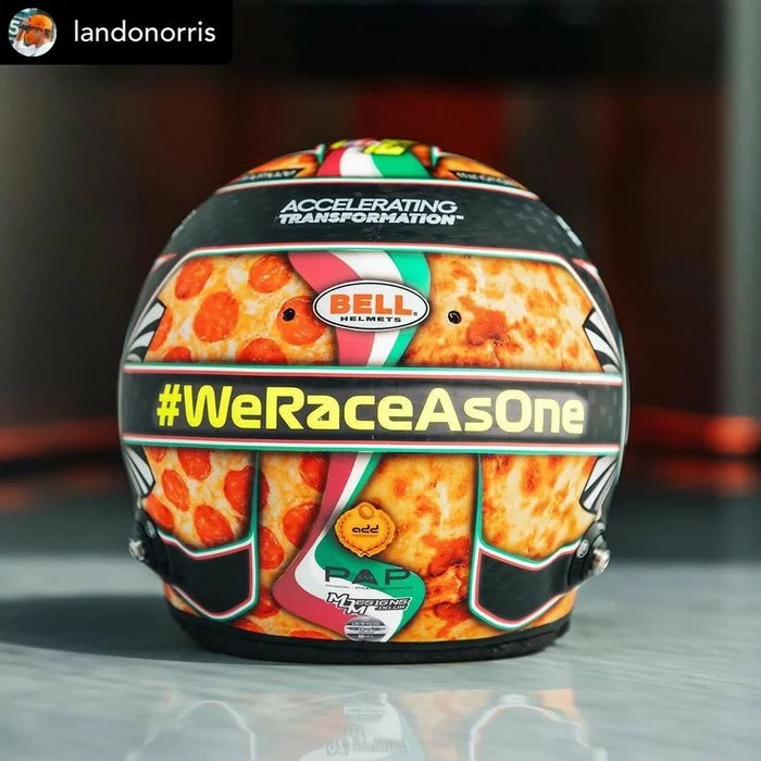 The perfect helmet for the Italian Grand Prix - Formula 1, Helmet, Pizza, Italy, Race, Trolling, Banter, Mclaren, , Monza, Longpost, Автоспорт