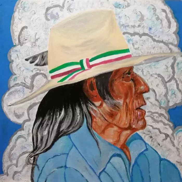 American Indian. Painting, acrylic, wood - My, Indians, Wild West, Peyote, Acrylic, Hat, Mexico, Painting