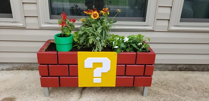 Super Mario themed flower box - With your own hands, Cunning, Longpost, Needlework with process, Carpenter