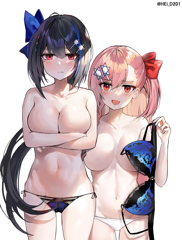 Jericho & Negev - NSFW, Аниме, Anime Art, Girls Frontline, Jericho, Negev, Грудь, Панцу