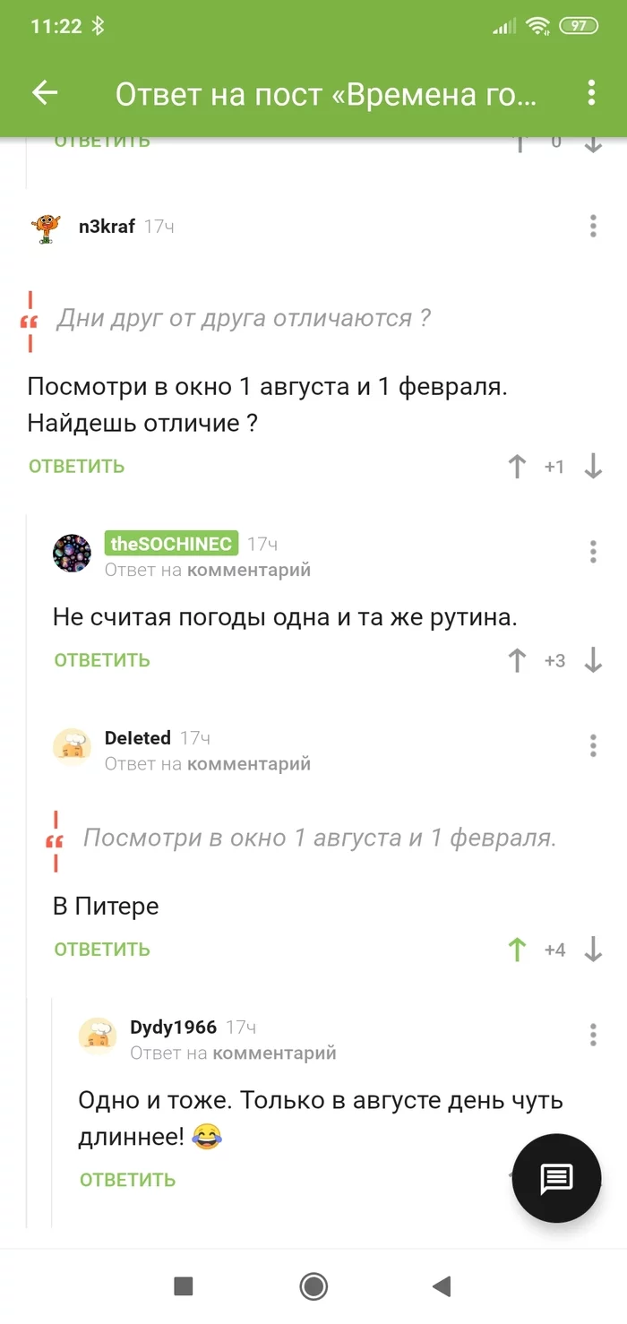 Screenshot of comments - Screenshot, Comments on Peekaboo, Longpost, Weather, Saint Petersburg, Humor, Work