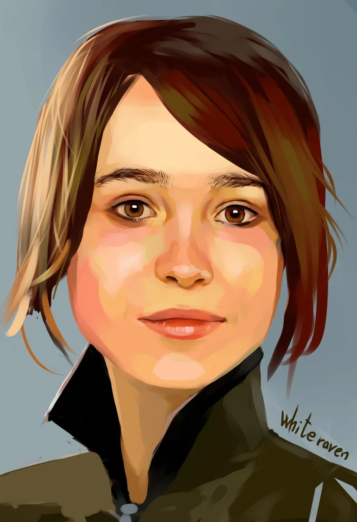 Portrait of Ellen Page - My, Portrait, Elliot Page, Digital drawing, Drawing on a tablet, Drawing, Easy Paint Tool SAI, Photoshop, Artist