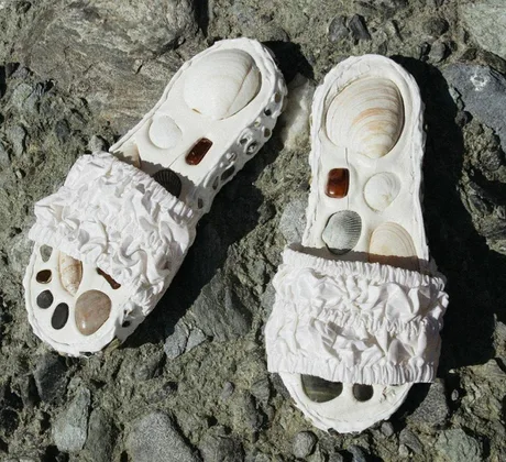 Белые тапки (мраморные)