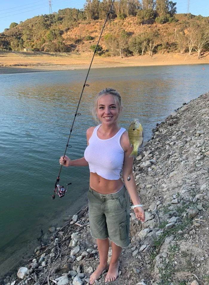 catcher - NSFW, Girls, Fishing, Boobs, Fishing rod, A fish, Posing