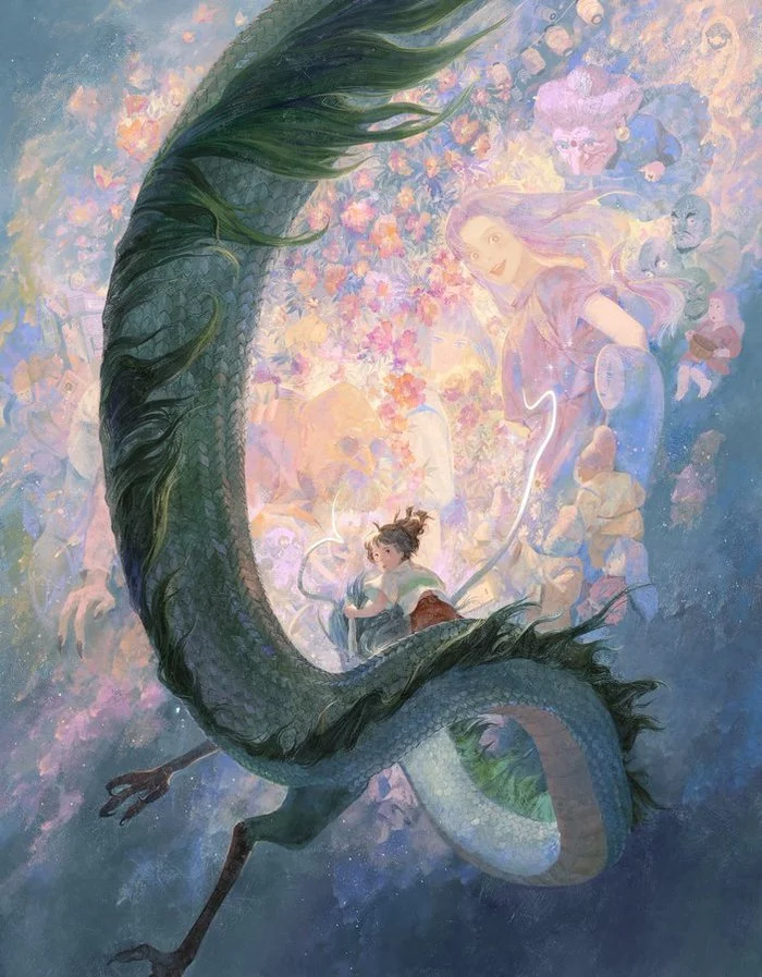 Dragons are all good. And stupid - Anime art, Sen To Chihiro No Kamikakushi, Spirited Away, Drawing, Art