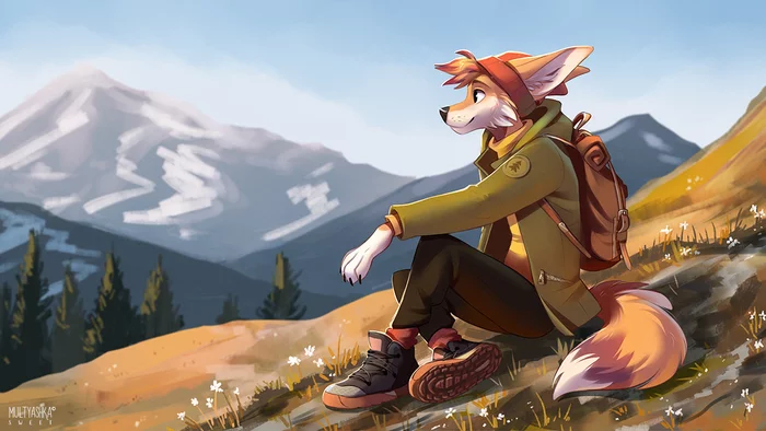 Looking at the world - Furry, Art, Multyashka-Sweet, Landscape, Fenech, Travelers