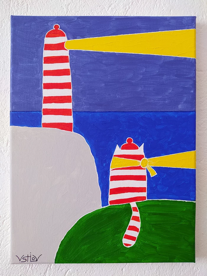 MAYAKOT - My, cat, Lighthouse, Painting, Drawing, Animals, Nature, beauty