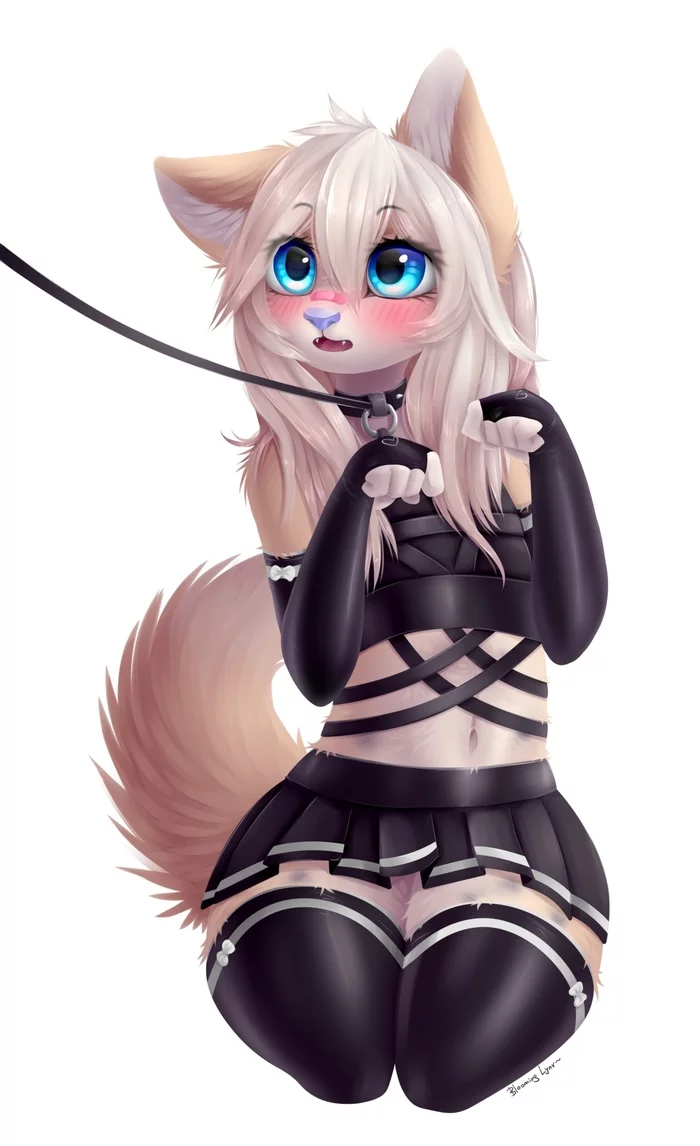 On a leash - My, Furry art, Furry canine, Bloominglynx, Anthro, Art, Furry, Petplay