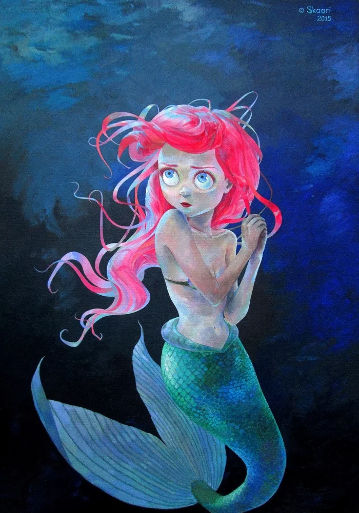 Ariel - My, Art, Fan art, Painting, Art, the little Mermaid, Mermaid, Ariel, Drawing, Acrylic, Scales